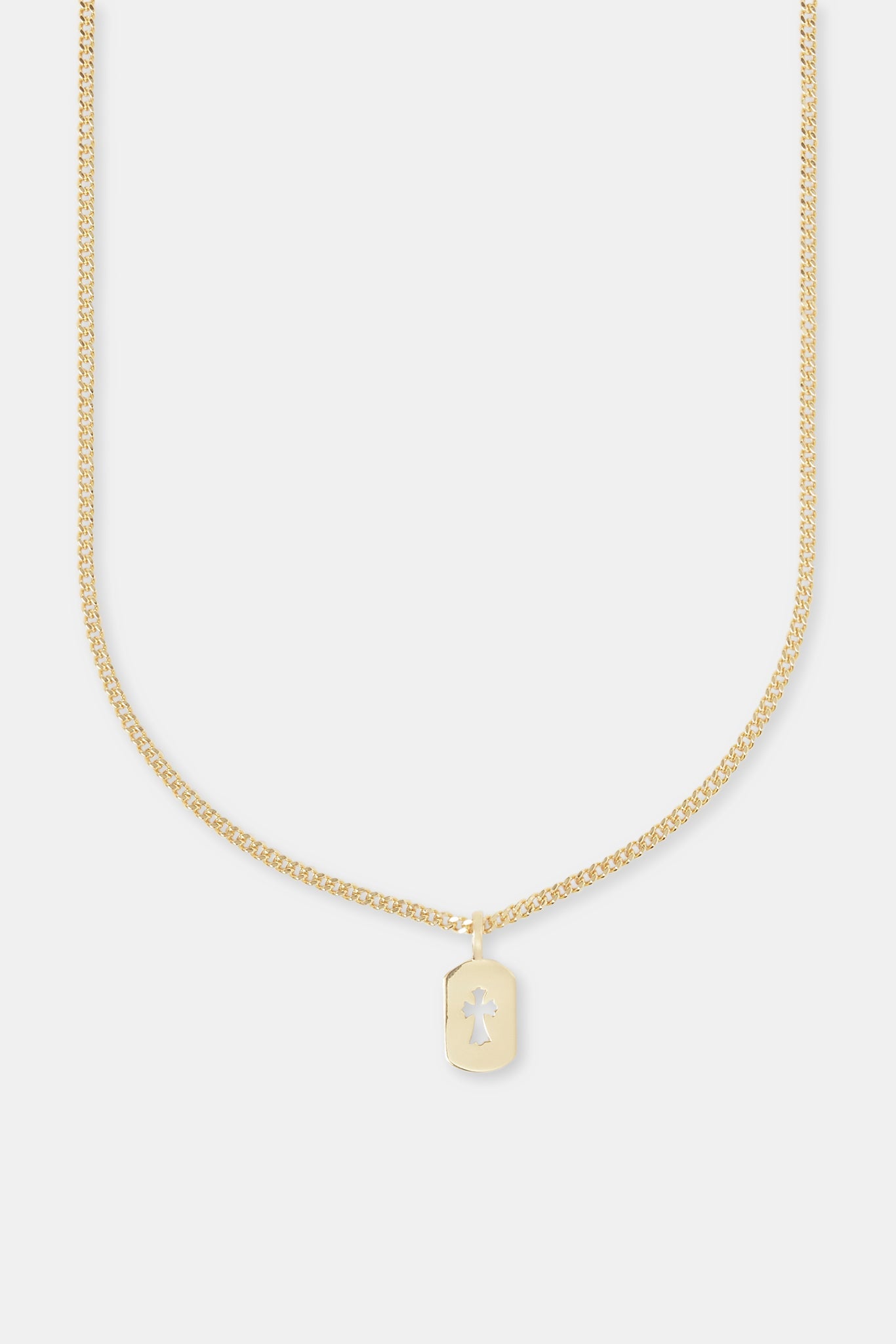Polished Cross Outline Necklace - 15mm - Gold